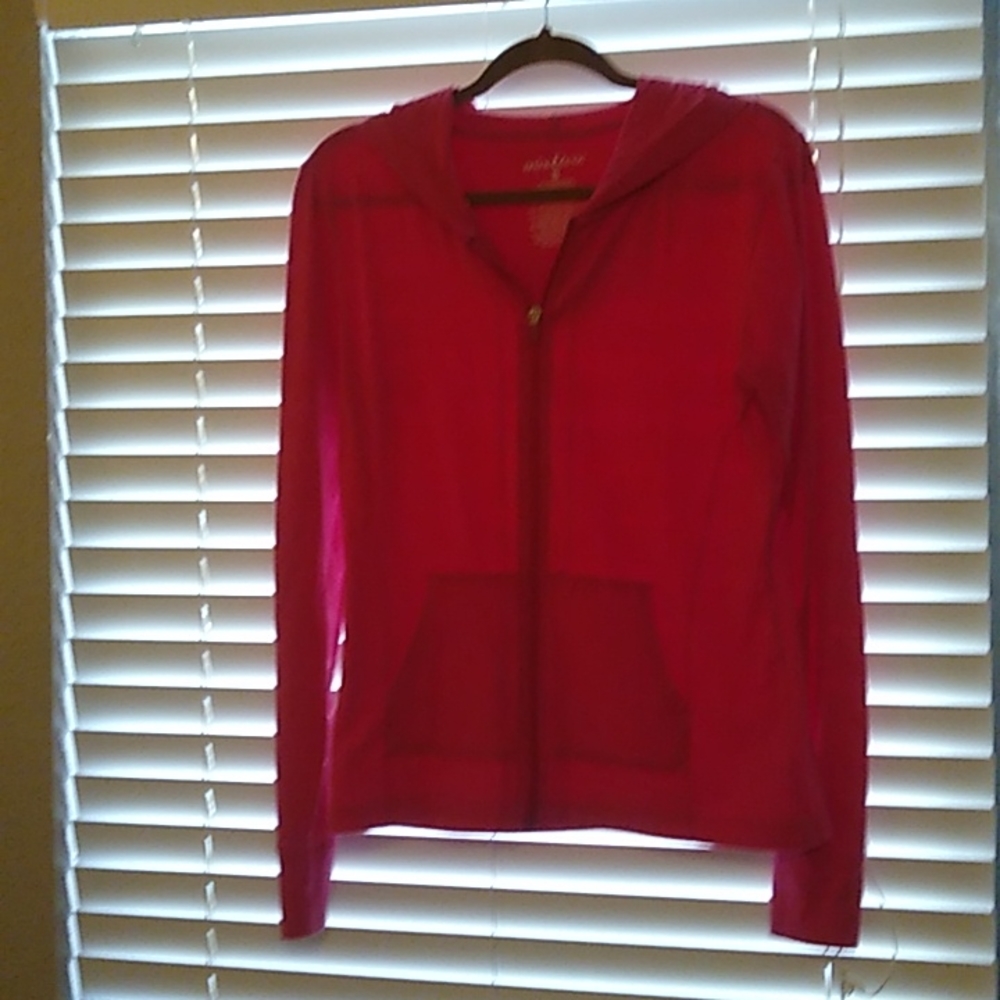 Hot pink hoodie, small.